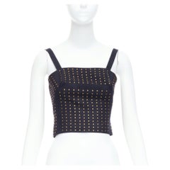 MIU MIU Vintage 1998 Runway fleece wool black crystal bustier top IT38 XS