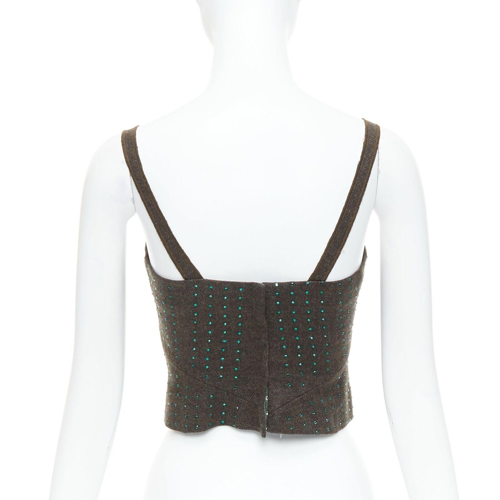 MIU MIU Vintage 1998 Runway laine polaire vert cristal bustier top IT38 XS Pour femmes en vente