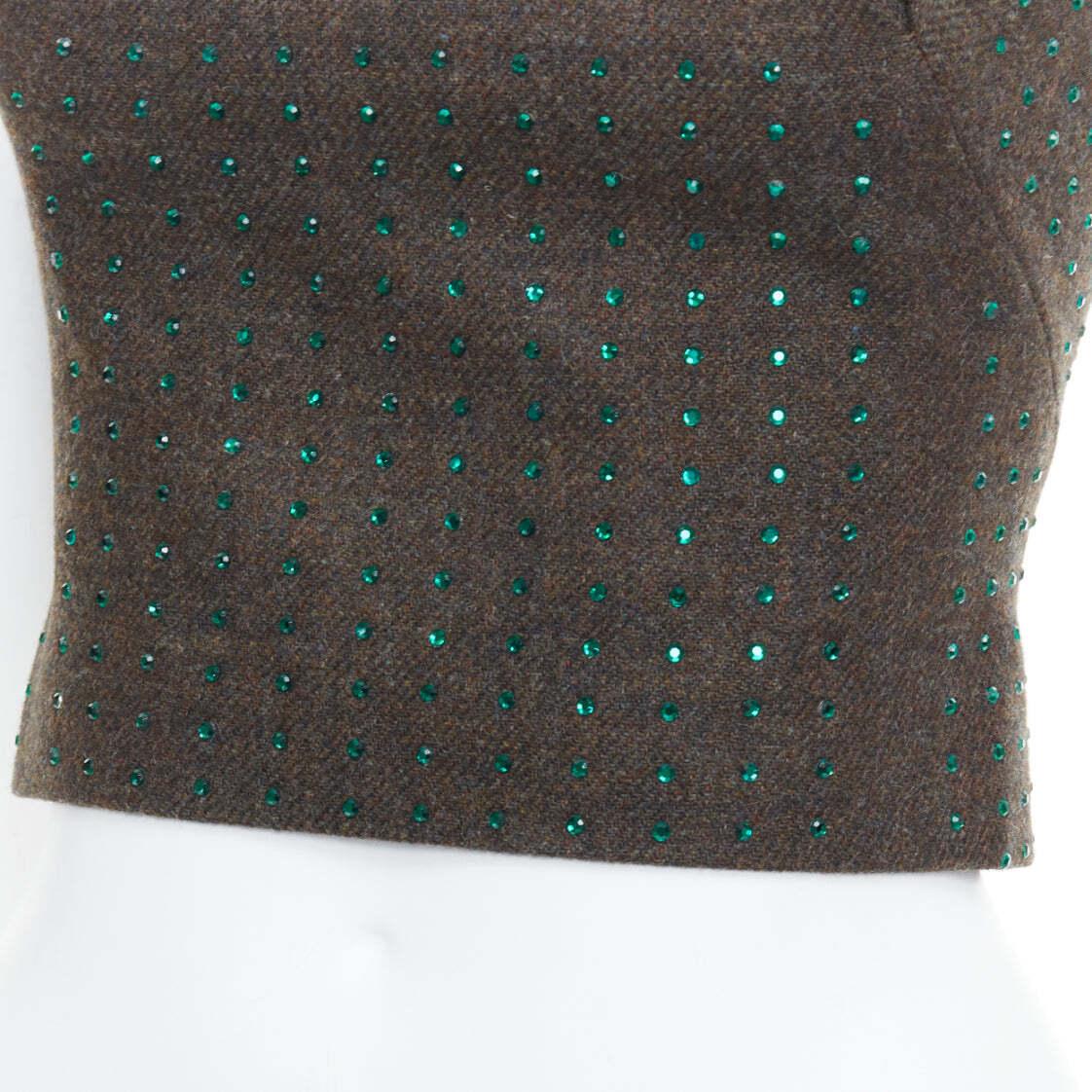 MIU MIU Vintage 1998 Runway laine polaire vert cristal bustier top IT38 XS en vente 2