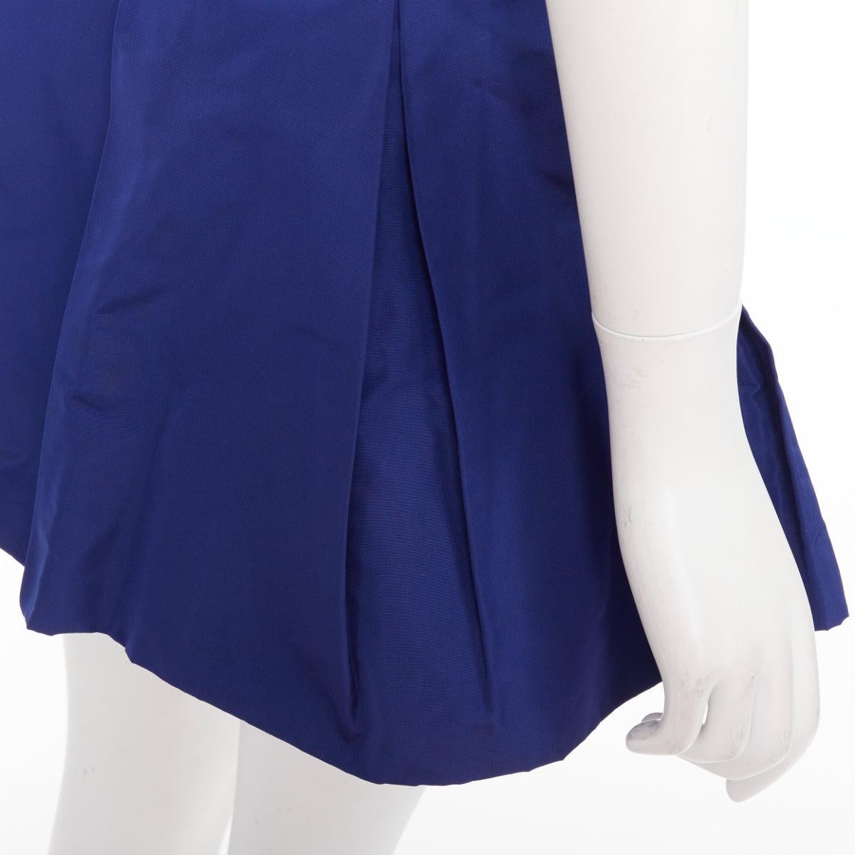 MIU MIU Vintage 2006 blue nylon box pleat A-line high waisted mini skirt IT38 XS en venta 2