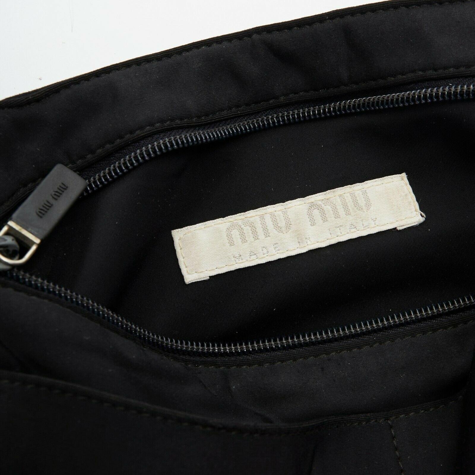 MIU MIU Vintage black cotton dual pocket zip crossbody buckle belted harness bag 2