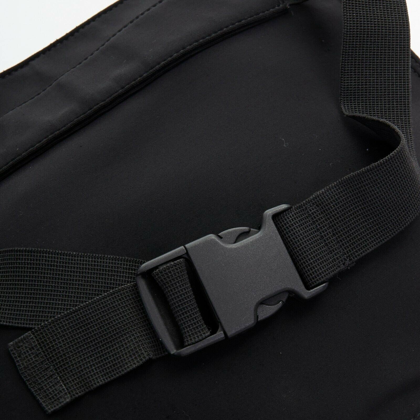 MIU MIU Vintage black cotton dual pocket zip crossbody buckle belted harness bag 1