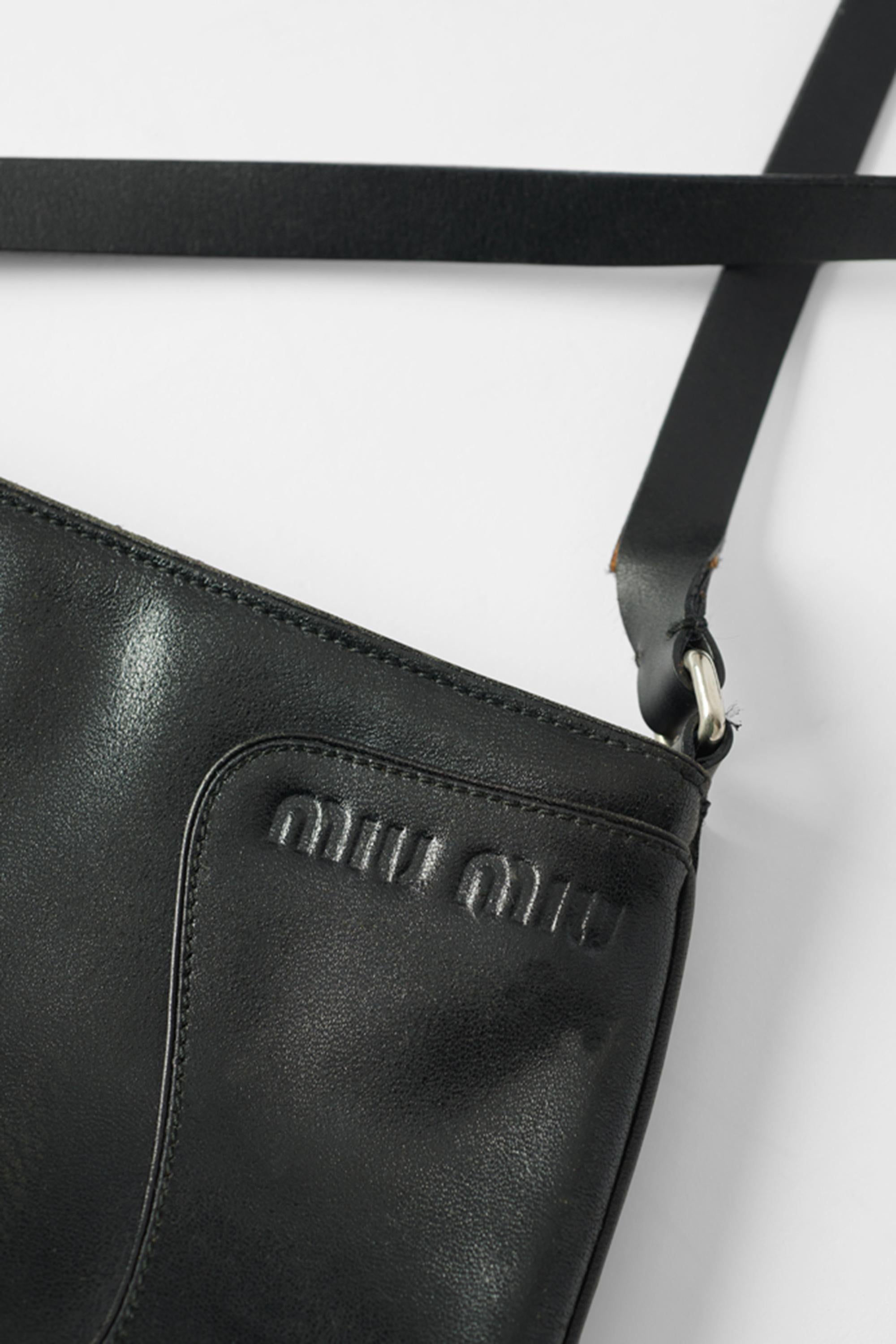 Women's Miu Miu Vintage Black Leather & Neoprene Perforated Bag