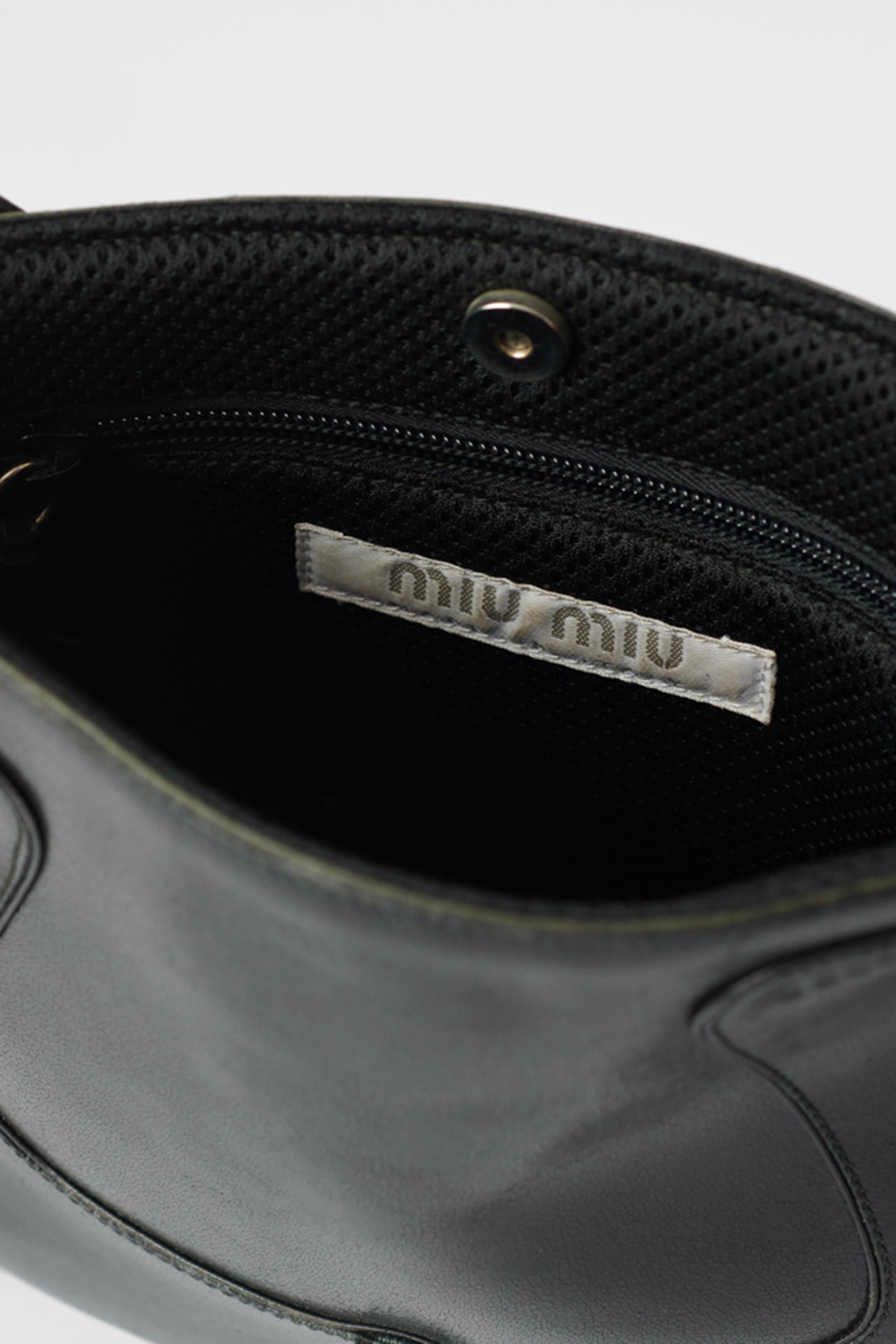 Miu Miu Vintage Black Leather & Neoprene Perforated Bag 3