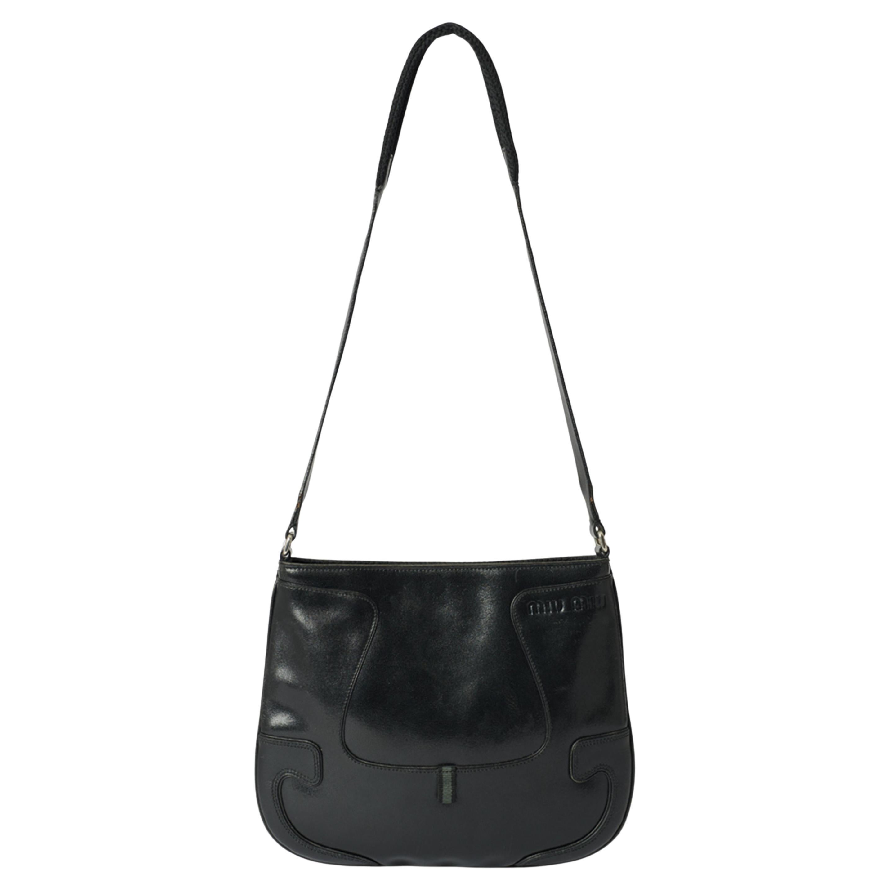 Miu Miu Vintage Black Leather & Neoprene Perforated Bag