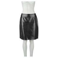 Miu Miu Vintage Black Leather Skirt IT 42 Spring/Summer 2000
