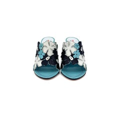 Miu Miu Vintage Blue Floral Cutout Heeled Mules Sandali 38,5