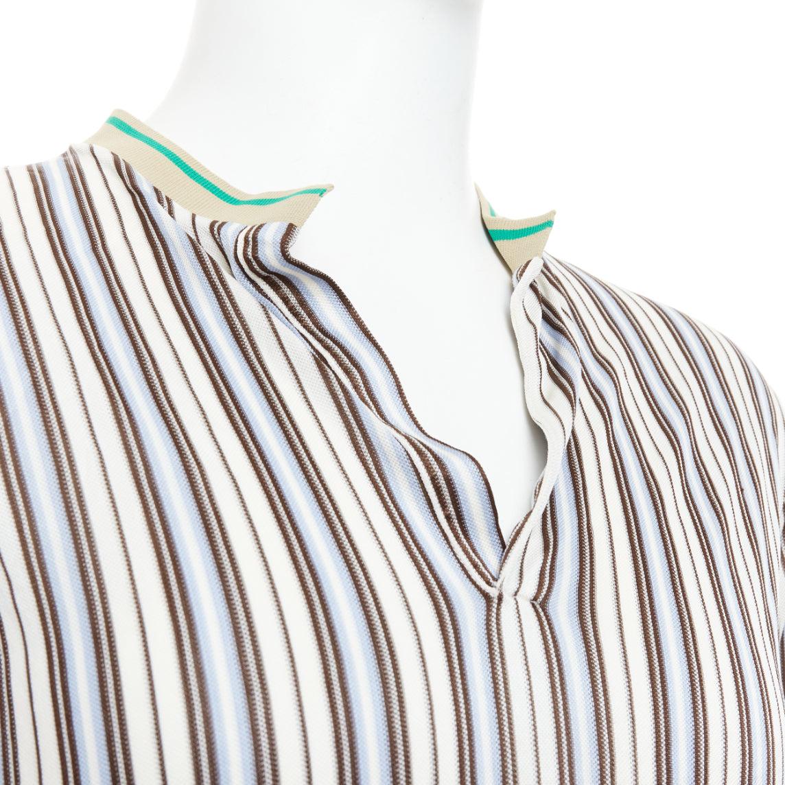 MIU MIU Vintage cream stripes green beige rib long sleeve polo shirt M
Reference: PRWU/A00152
Brand: Miu Miu
Designer: Miuccia Prada
Material: Viscose, Blend
Color: Cream, Green
Pattern: Striped
Closure: Slip On
Extra Details: Slim fit.
Made in: