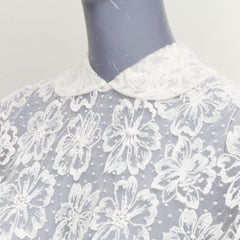 MIU MIU Vintage cream white floral lace polka dot mesh sheer midi dress IT40 S