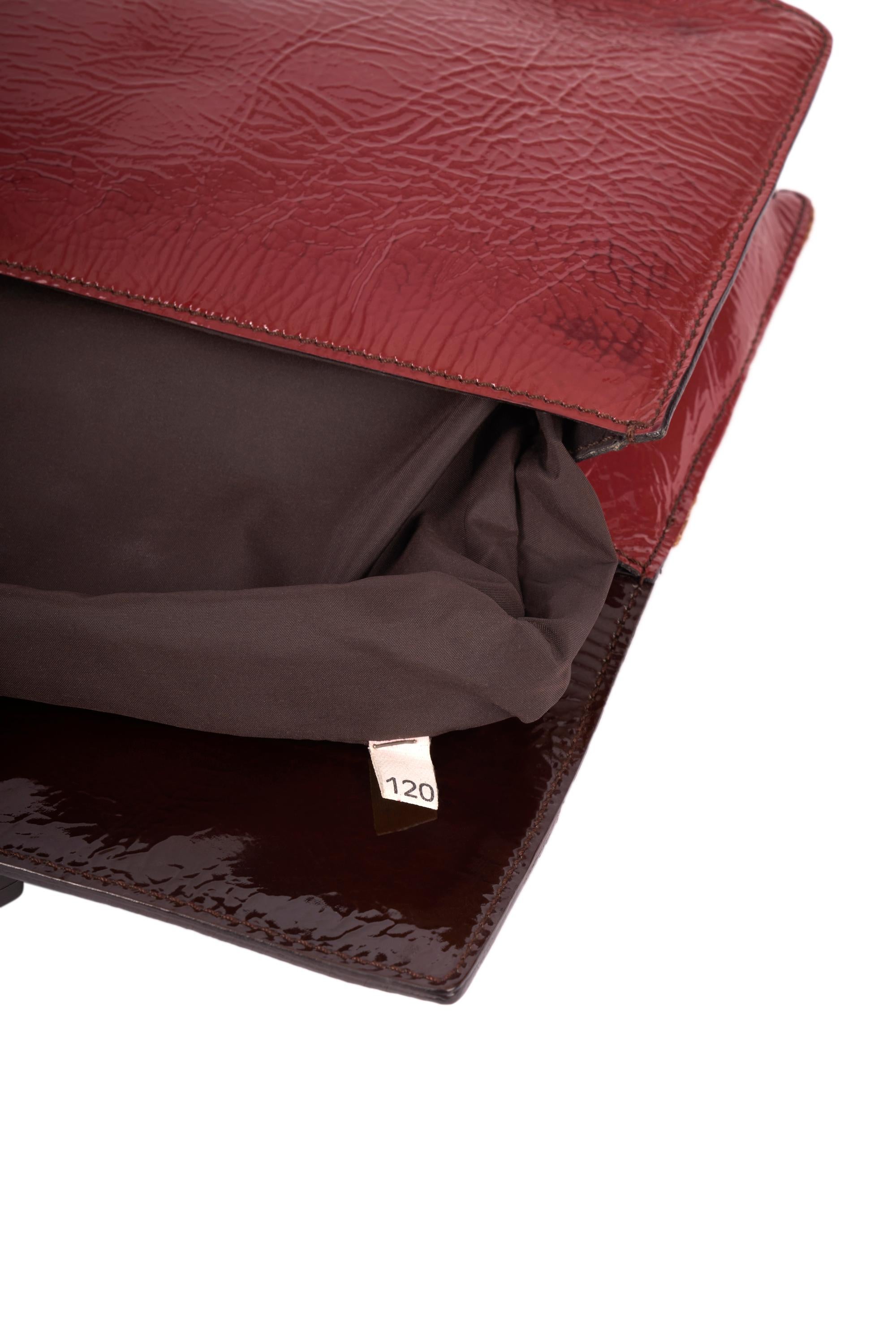 Miu Miu Vintage F/W 1999 Brown Patent Crossbody Bag For Sale 4