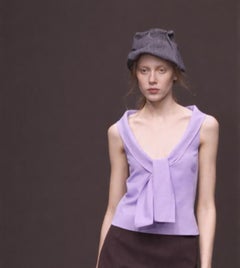 Miu Miu Vintage Fall 2000 Fliederfarbene Schalkragenbluse IT40/UK8 Polyester