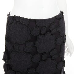 MIU Vintage Grauer Wollrock mit Wolkenausschnitt-Stickerei aus Seide IT38 XS