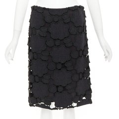 MIU Vintage Grauer Wollrock mit Wolkenausschnitt-Stickerei aus Seide IT38 XS