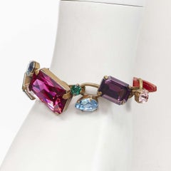 MIU MIU Vintage multicolor rhinstone crystal jewel red leather bracelet