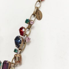 MIU Collier vintage en cuir rouge avec bijoux en cristal et pierres de rhin multicolores