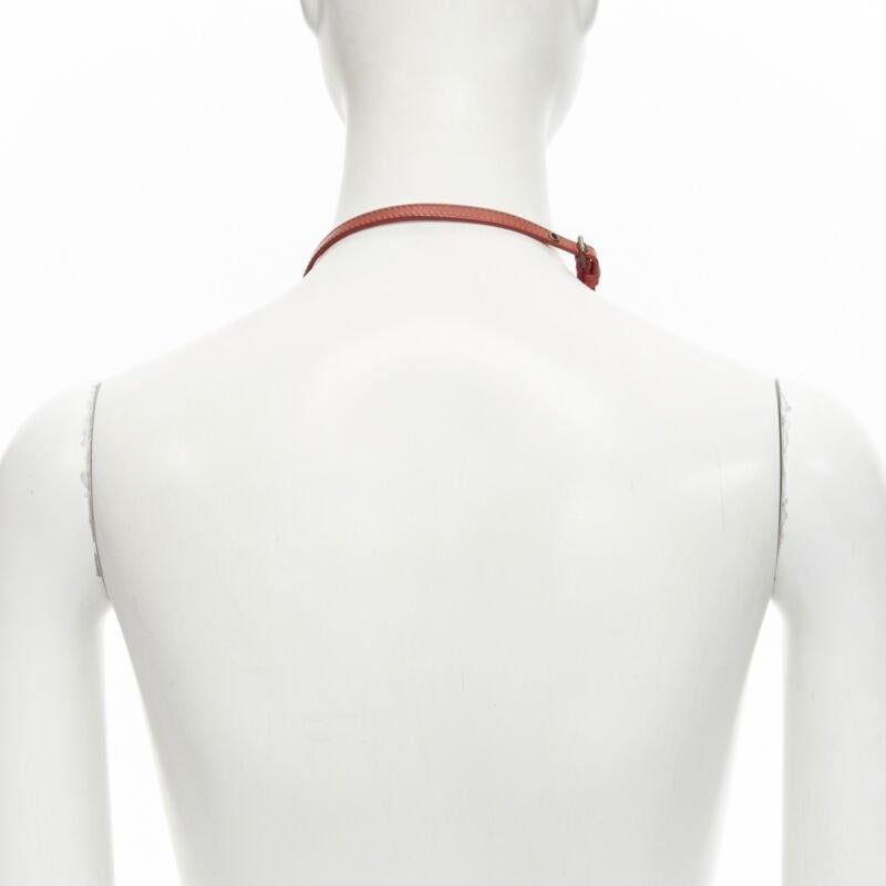 Miu Vintage Multicolor Strass Kristall Juwel Rotes Leder Halskette im Angebot 1