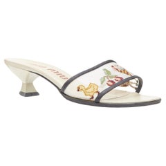 MIU MIU Vintage verpixelte Stickerei durchsichtige Riemchen Sandale mit mittlerem Absatz EU36