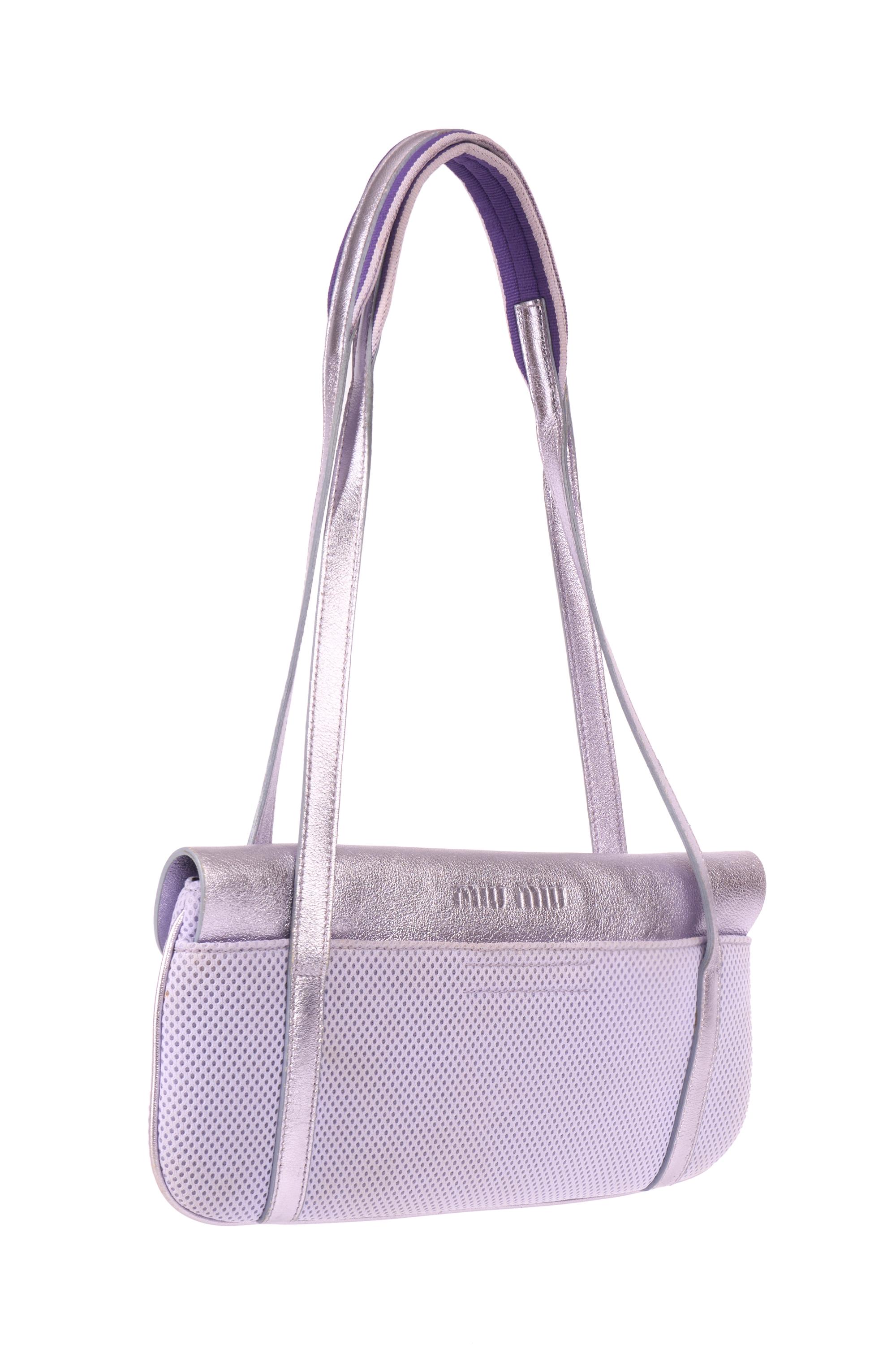Purple Miu Miu Vintage S/S 1999 Lilac Metallic Mesh Bag For Sale
