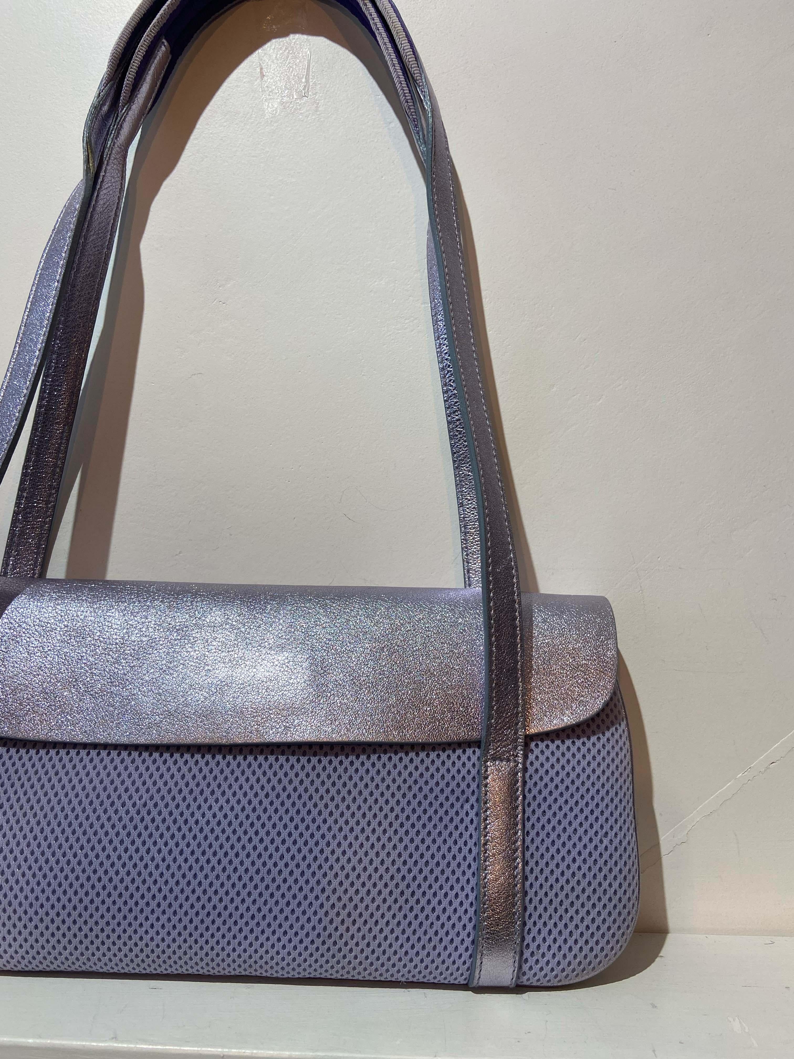 Women's or Men's Miu Miu Vintage S/S 1999 Lilac Metallic Mesh Bag For Sale