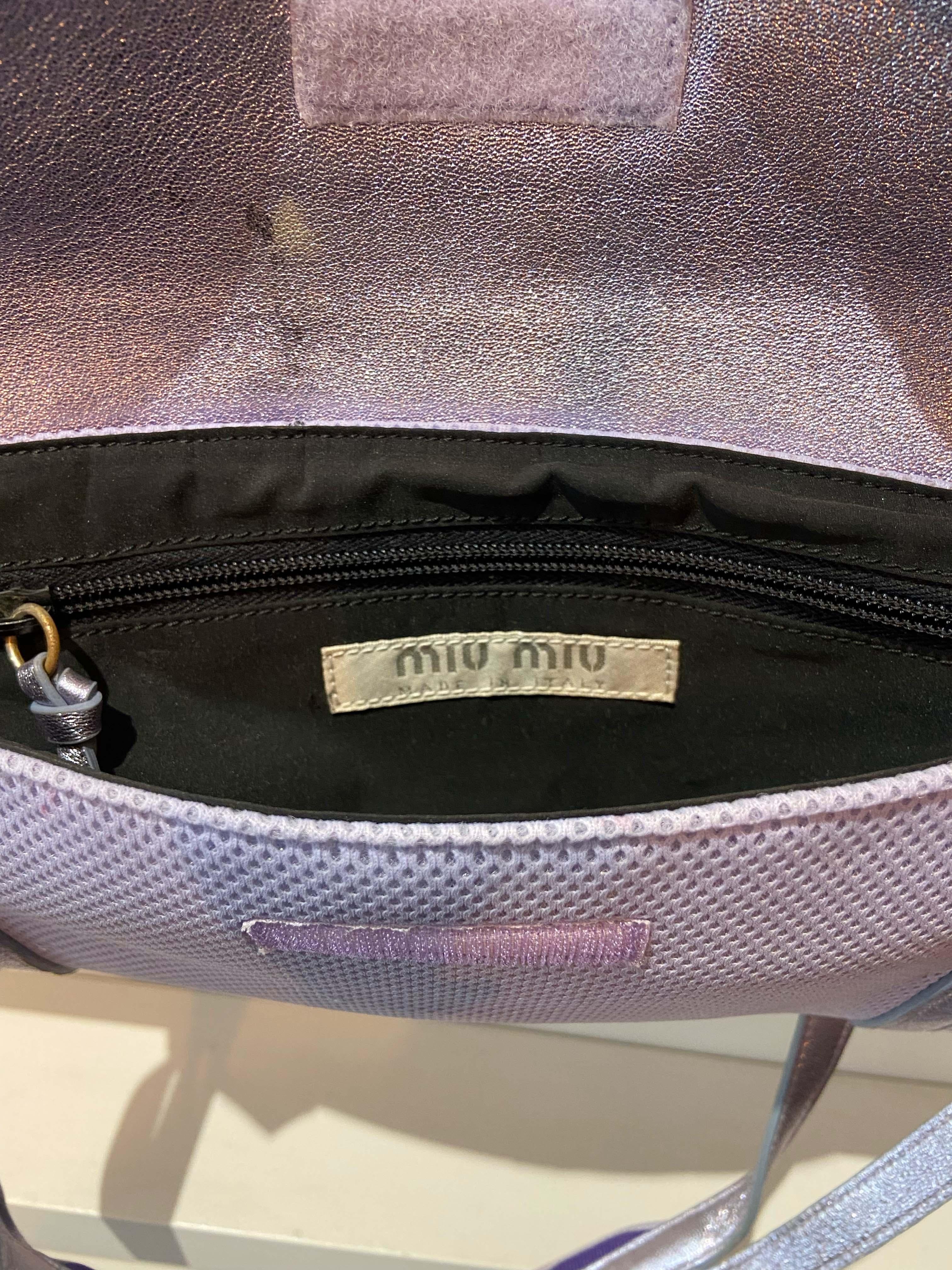 Miu Miu Vintage S/S 1999 Lilac Metallic Mesh Bag For Sale 1