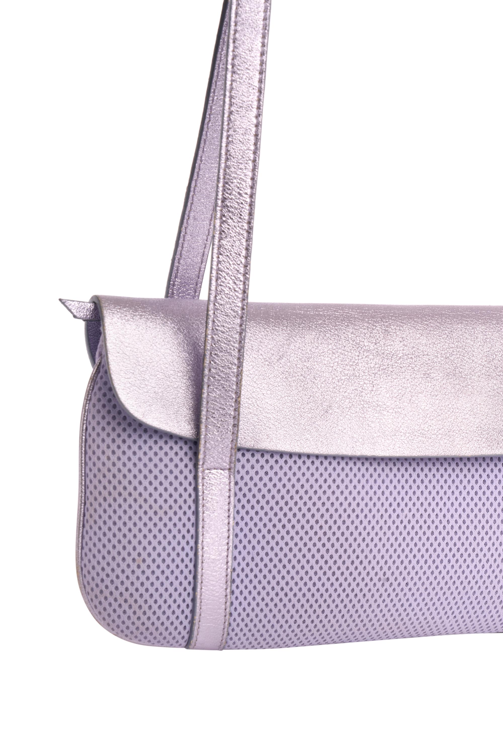 Miu Miu Vintage S/S 1999 Lilac Metallic Mesh Bag For Sale 1