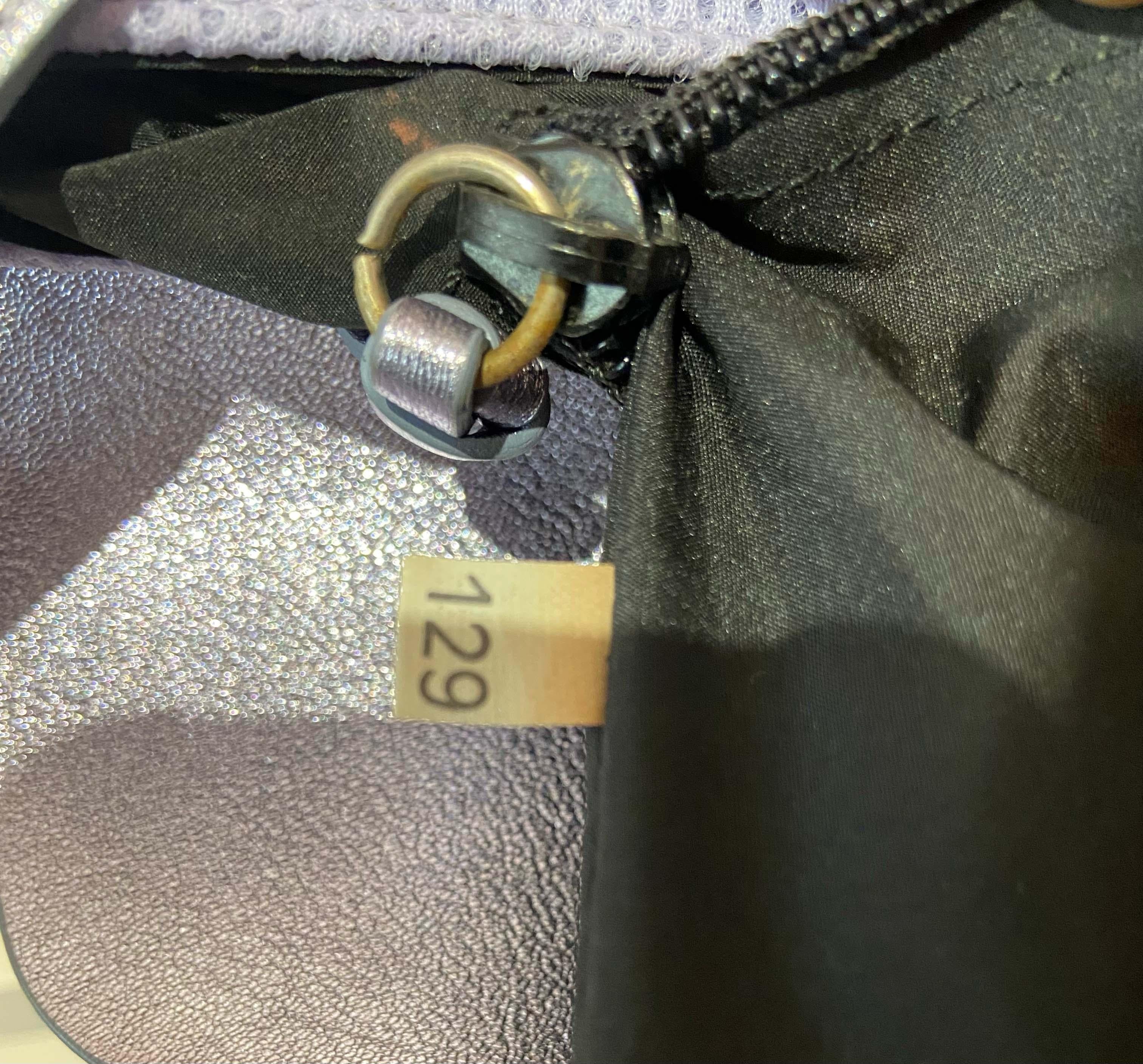 Miu Miu Vintage S/S 1999 Lilac Metallic Mesh Bag For Sale 2