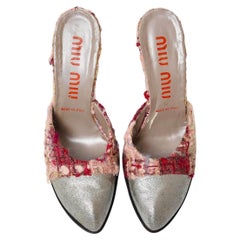 Miu Miu Vintage Spring/Summer 1998 Bouclé and Glitter Pointed-Toe Mules Size 39