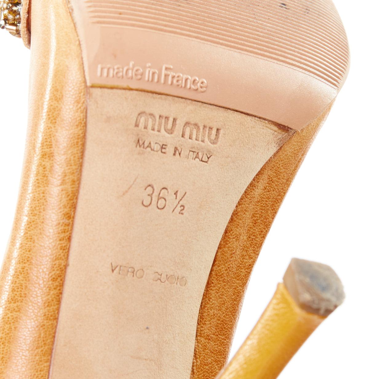 MIU MIU Vintage tan nude bead embellished kitten pumps EU36.5 6