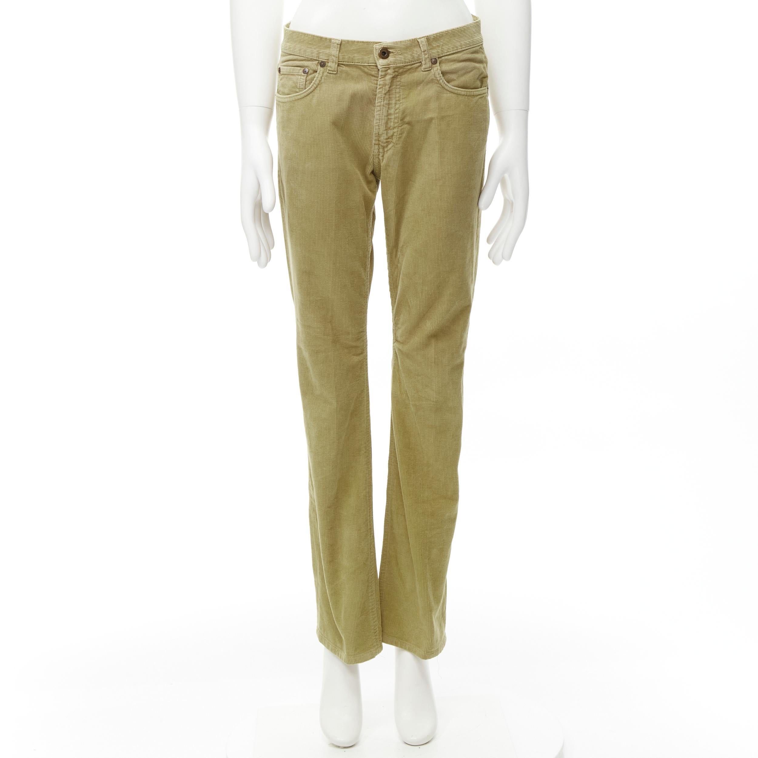 MIU MIU Vintage Velluto khaki cotton corduroy straight leg casual pants 29