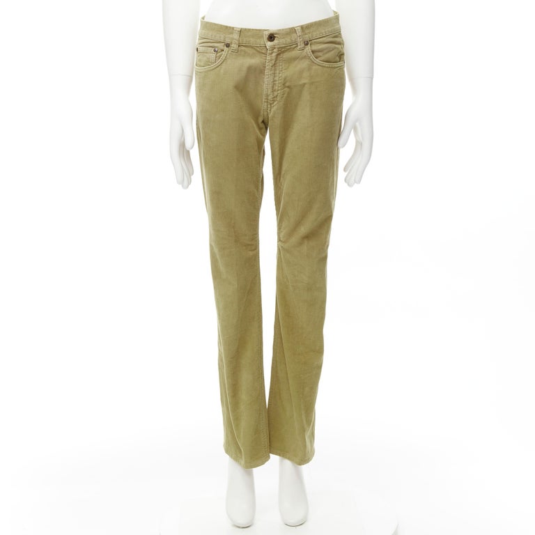 MIU MIU Vintage Velluto khaki cotton corduroy straight leg casual pants 29"  For Sale at 1stDibs