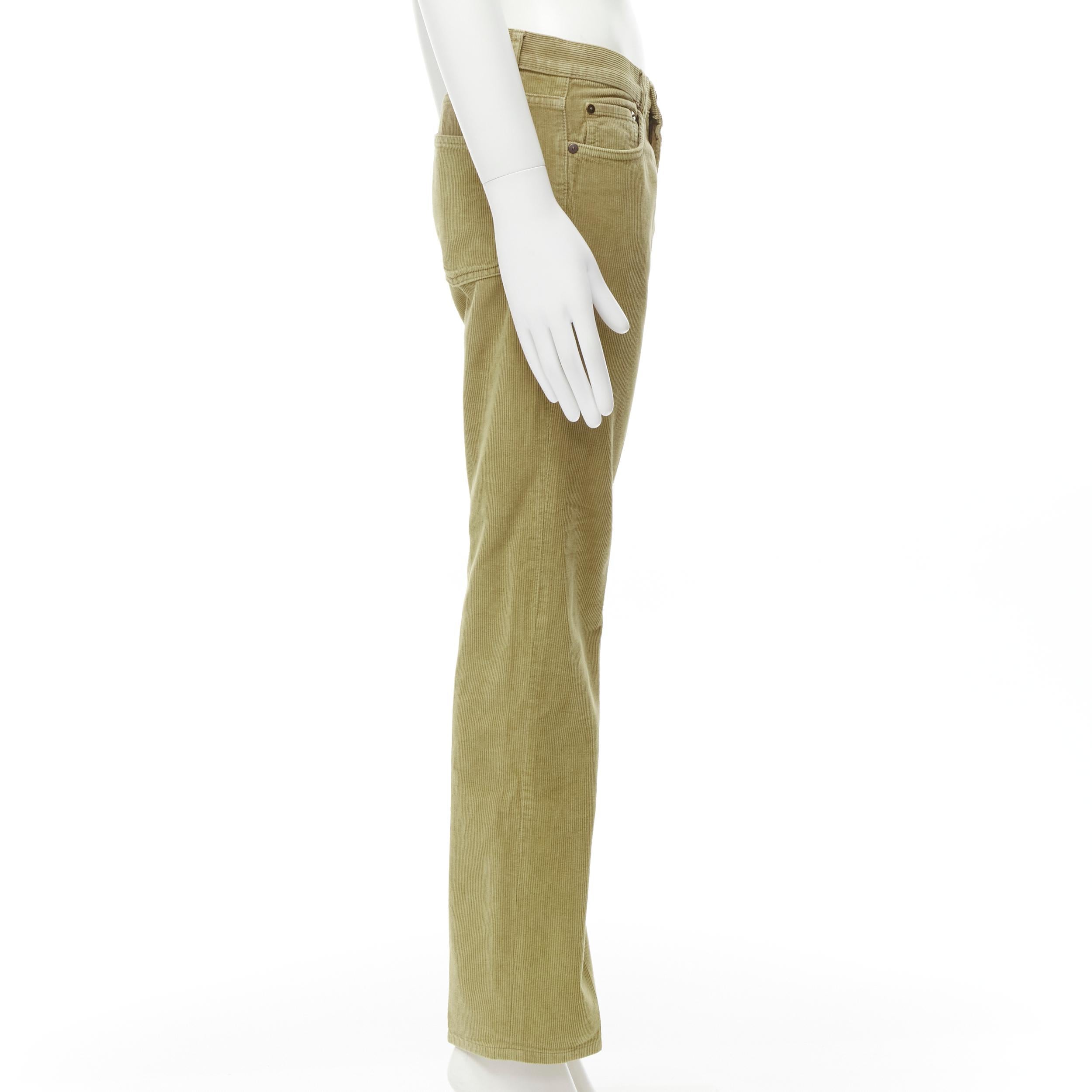 Men's MIU MIU Vintage Velluto khaki cotton corduroy straight leg casual pants 29