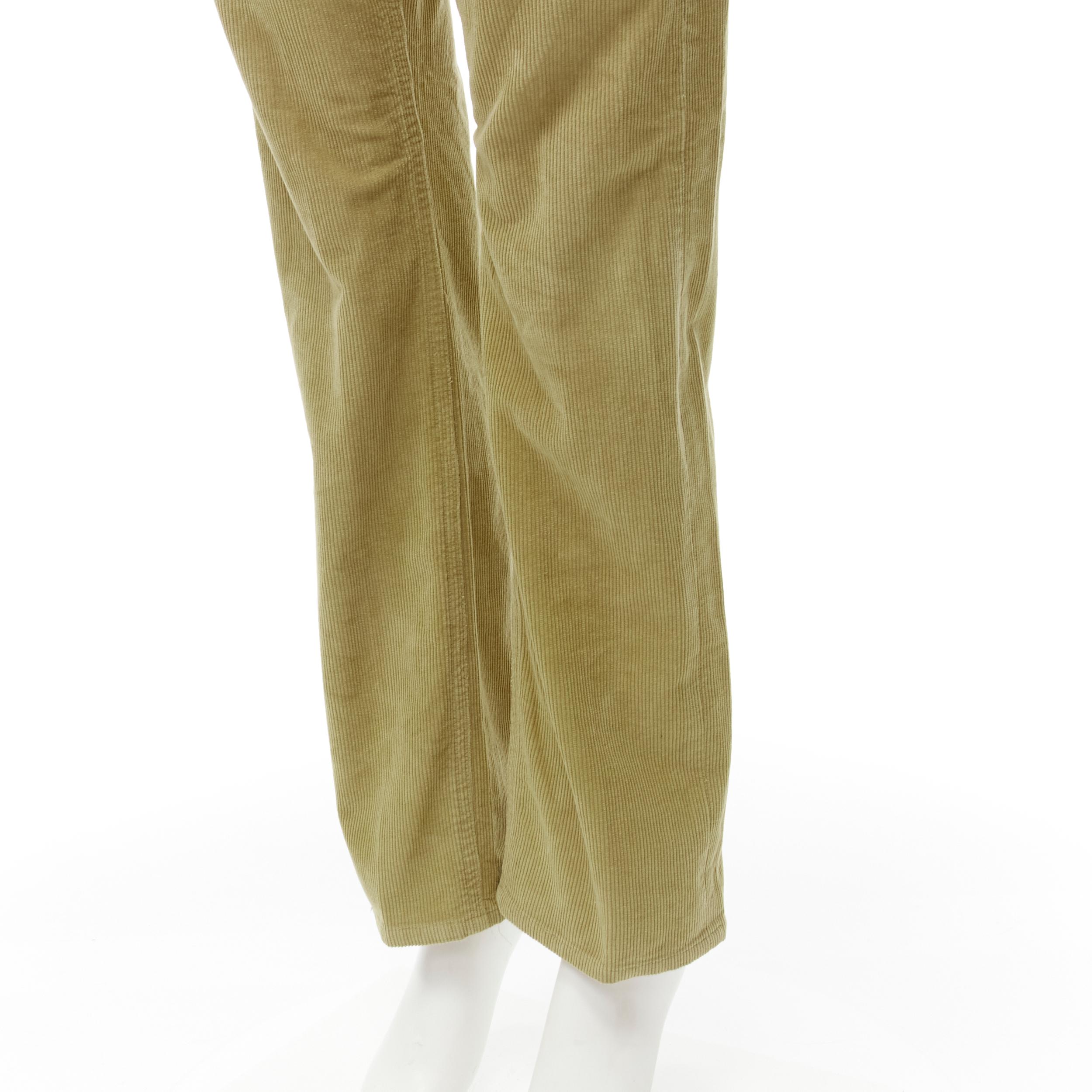 MIU MIU Vintage Velluto khaki cotton corduroy straight leg casual pants 29