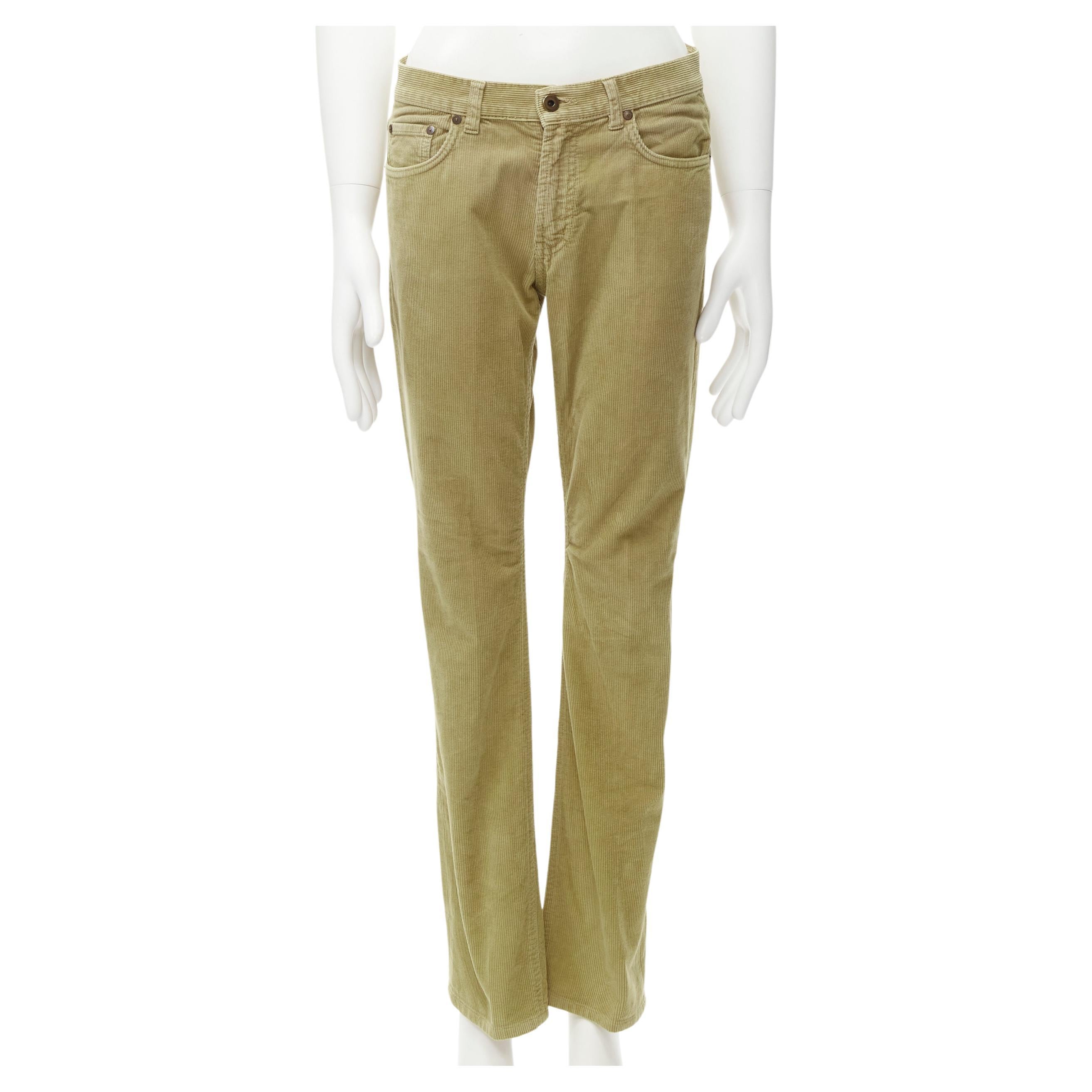 MIU MIU Vintage Velluto khaki cotton corduroy straight leg casual pants 29"