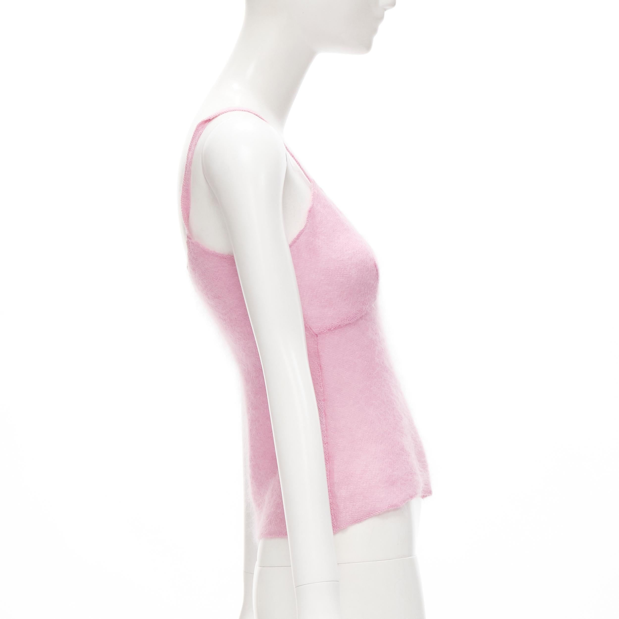MIU MIU Vintage Y2K pink fine wool knit minimal camisole IT38 XS In Excellent Condition In Hong Kong, NT