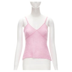 MIU Camisole vintage minimale en maille de laine fine rose Y2K IT38 XS