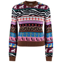 brunello cucinelli cashmere Miu Miu Virgin Wool Multi-Colour Patterned Jumper - Size US 0