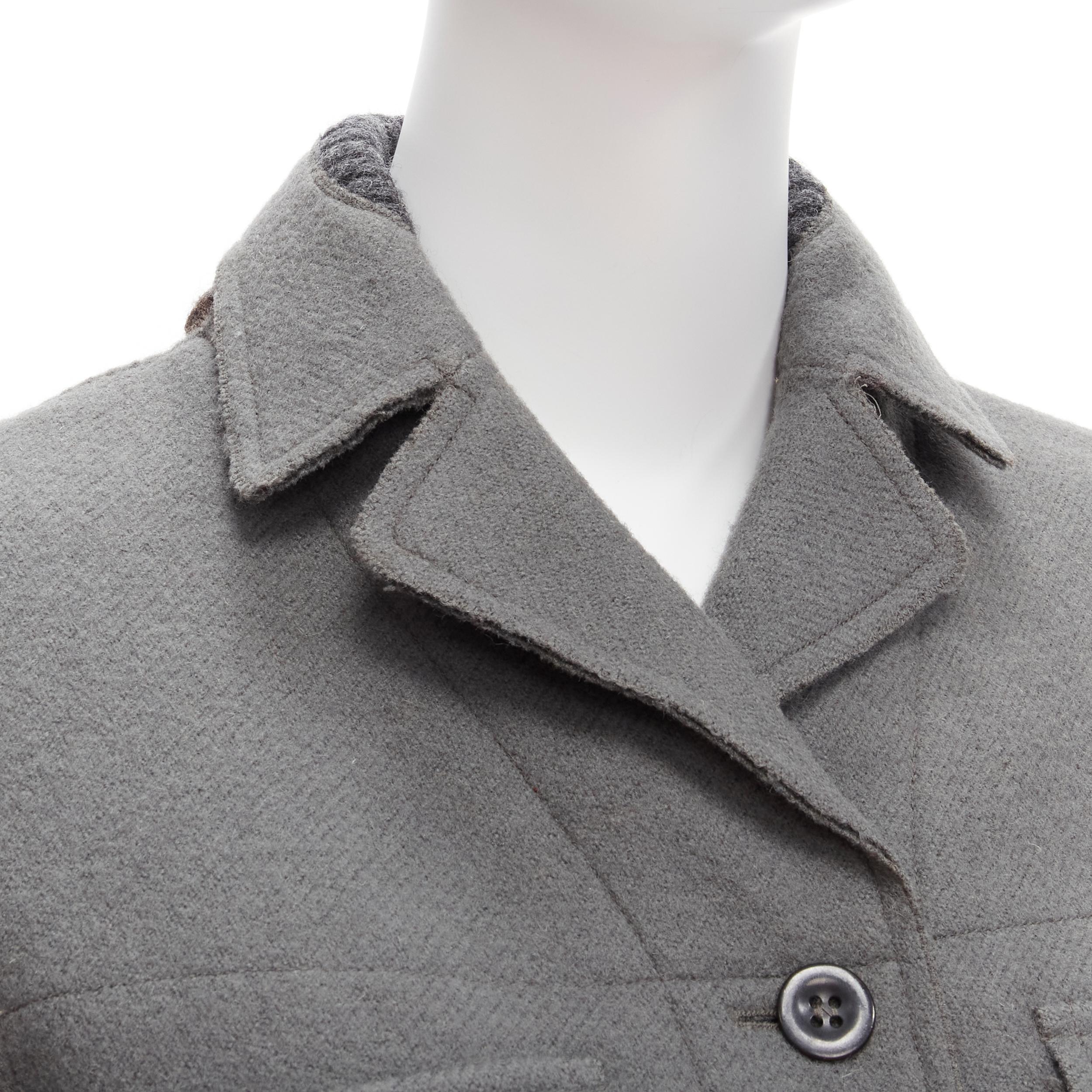MIU MIU virgin wool ribbed mohair knitted sleeves fitted military jacket IT40 S 2