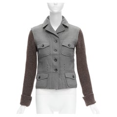 Veste militaire ajustée à manches en mohair côtelé MIU virgin laine IT40 S