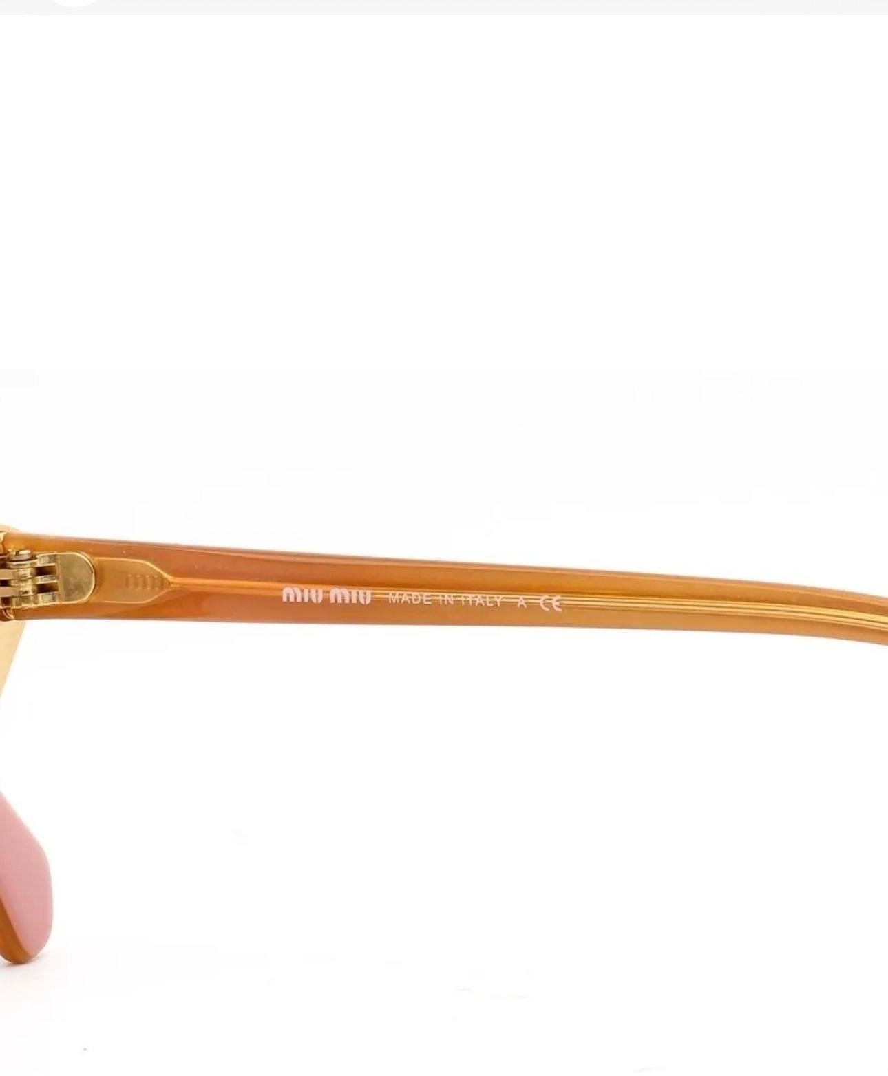 Miu Miu VMU 50L 52-17 LA9-101  140 Optical Semi Rimless Gold/ Pink Eyeglasses For Sale 1