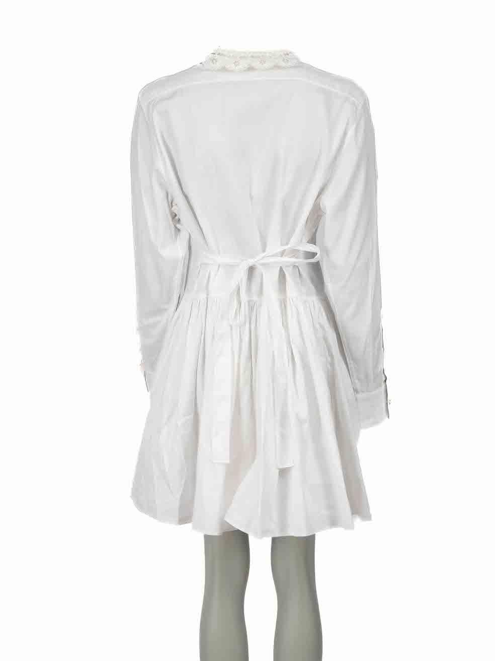 Miu Miu White Bib Accent Mini Smock Dress Size M In Good Condition For Sale In London, GB