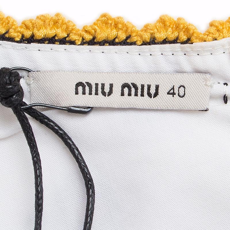 Women's MIU MIU white blue cotton FLORAL LACE TRIM Sleeveless Mini Dress 40 S