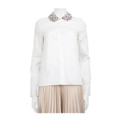Miu Miu White Cotton Embroidered Collar Shirt Size S