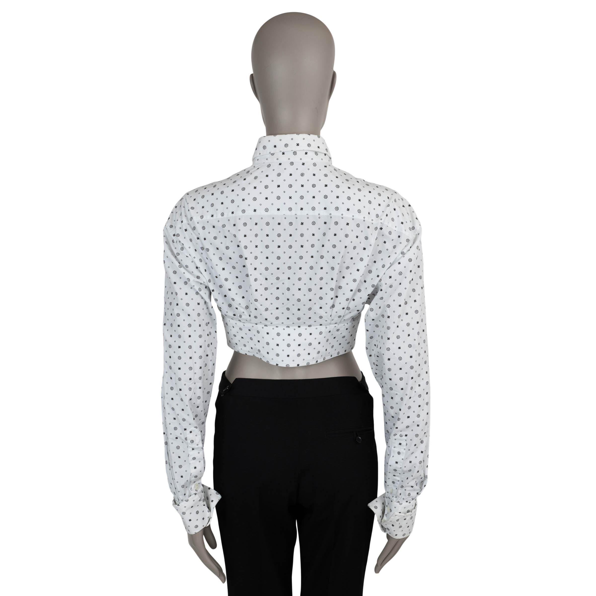 Gray MIU MIU white cotton FLORAL CROPPED BUTTON-UP Shirt XS For Sale