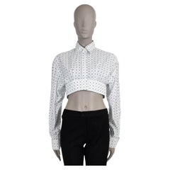 MIU MIU white cotton FLORAL CROPPED BUTTON-UP Shirt XS