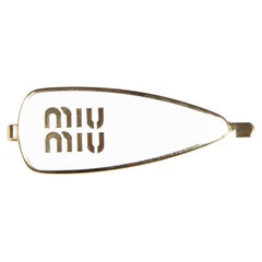 Miu Miu White Enamel Metal Logo Hair Clip