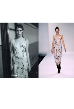 Miu Miu White Floral Printed Slip Dress SS 1997