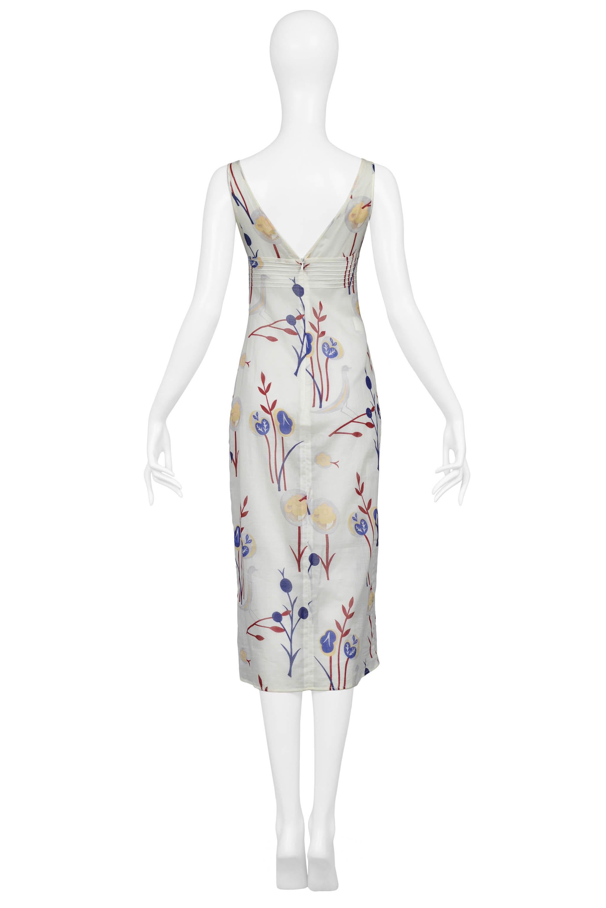 Miu Miu White Floral Printed Slip Dress SS 1997 In Excellent Condition In Los Angeles, CA