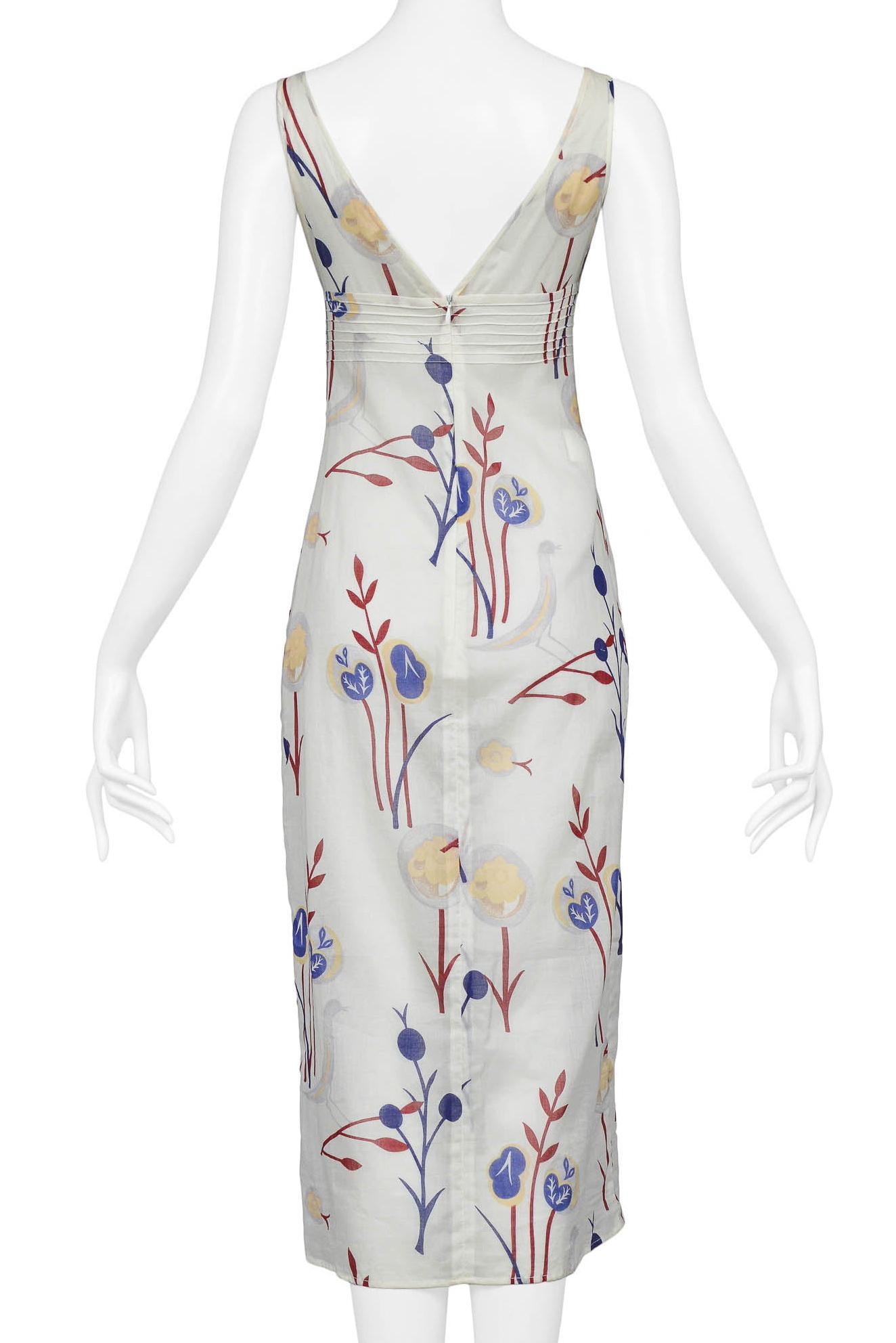Women's Miu Miu White Floral Printed Slip Dress SS 1997