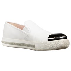 Miu Miu White Leather Cap Toe Loafers Size IT 38