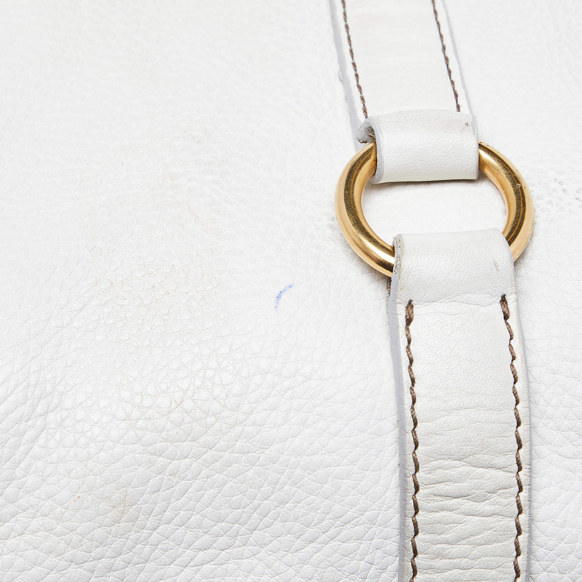 Miu Miu White Leather Fold Over Bow Bag For Sale 5